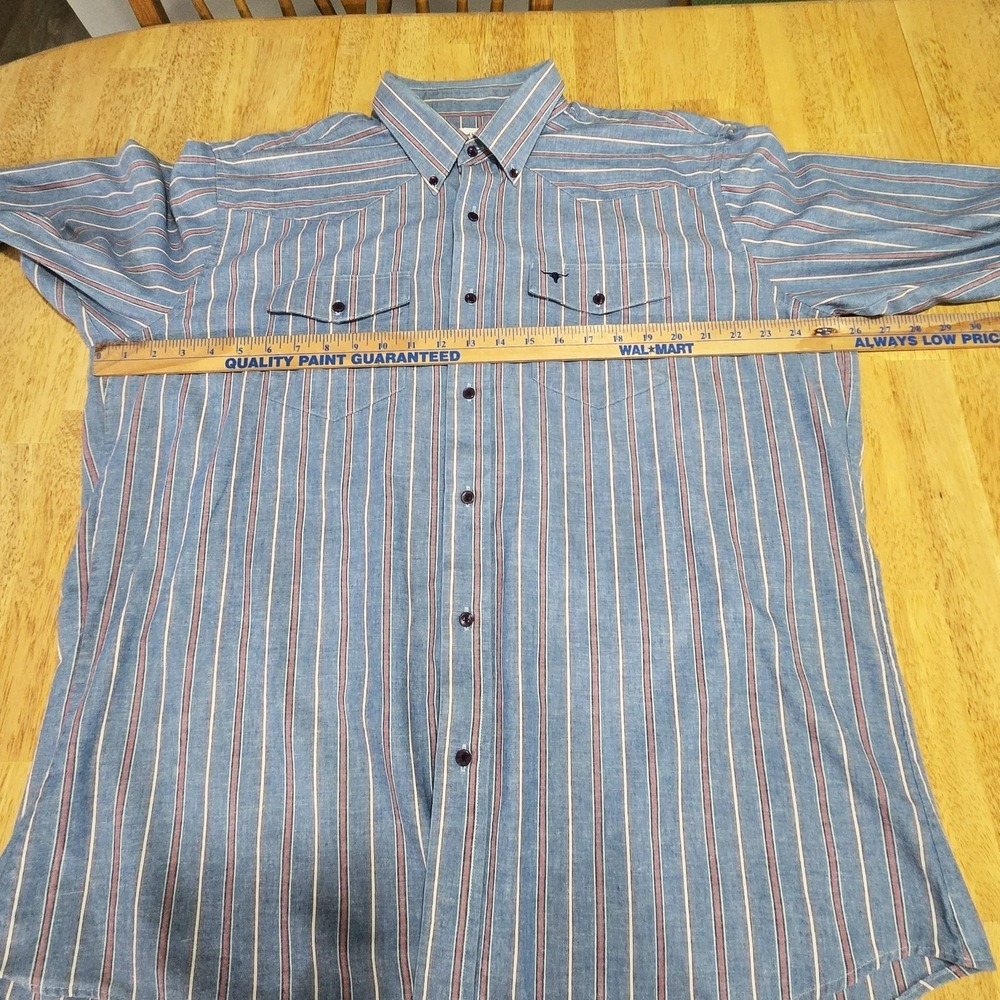 Longhorn by Niver Western Wear Long Sleeve‎ Button Down XL 18x35